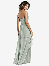 Rear View Thumbnail - Willow Green Strapless Chiffon Dress with Skirt Overlay
