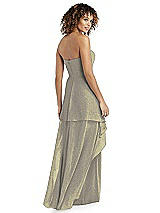 Rear View Thumbnail - Mocha Gold Shimmer Strapless Gown with Skirt Overlay