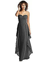 Front View Thumbnail - Black Silver Shimmer Strapless Gown with Skirt Overlay