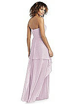 Rear View Thumbnail - Suede Rose Silver Shimmer Strapless Gown with Skirt Overlay