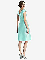 Rear View Thumbnail - Coastal Cap Sleeve Pleated Cocktail Dress with Pockets