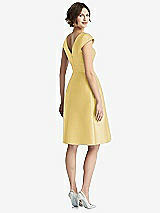 Rear View Thumbnail - Maize Cap Sleeve Pleated Cocktail Dress with Pockets