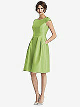 Front View Thumbnail - Mojito Cap Sleeve Pleated Cocktail Dress with Pockets