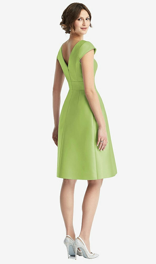 Back View - Mojito Cap Sleeve Pleated Cocktail Dress with Pockets