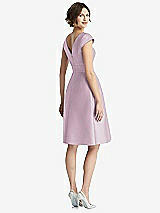 Rear View Thumbnail - Suede Rose Cap Sleeve Pleated Cocktail Dress with Pockets