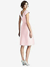 Rear View Thumbnail - Ballet Pink Cap Sleeve Pleated Cocktail Dress with Pockets