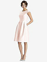 Front View Thumbnail - Blush Cap Sleeve Pleated Cocktail Dress with Pockets