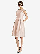 Front View Thumbnail - Cameo Cap Sleeve Pleated Cocktail Dress with Pockets