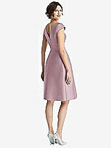 Rear View Thumbnail - Dusty Rose Cap Sleeve Pleated Cocktail Dress with Pockets