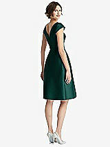 Rear View Thumbnail - Evergreen Cap Sleeve Pleated Cocktail Dress with Pockets