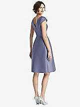 Rear View Thumbnail - French Blue Cap Sleeve Pleated Cocktail Dress with Pockets