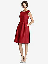 Front View Thumbnail - Garnet Cap Sleeve Pleated Cocktail Dress with Pockets
