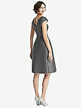 Rear View Thumbnail - Gunmetal Cap Sleeve Pleated Cocktail Dress with Pockets