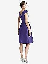 Rear View Thumbnail - Grape Cap Sleeve Pleated Cocktail Dress with Pockets