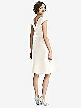 Rear View Thumbnail - Ivory Cap Sleeve Pleated Cocktail Dress with Pockets