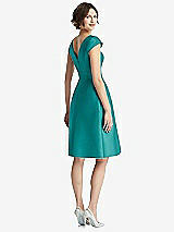 Rear View Thumbnail - Jade Cap Sleeve Pleated Cocktail Dress with Pockets