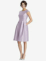 Front View Thumbnail - Lilac Haze Cap Sleeve Pleated Cocktail Dress with Pockets