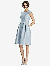 Front View Thumbnail - Mist Cap Sleeve Pleated Cocktail Dress with Pockets