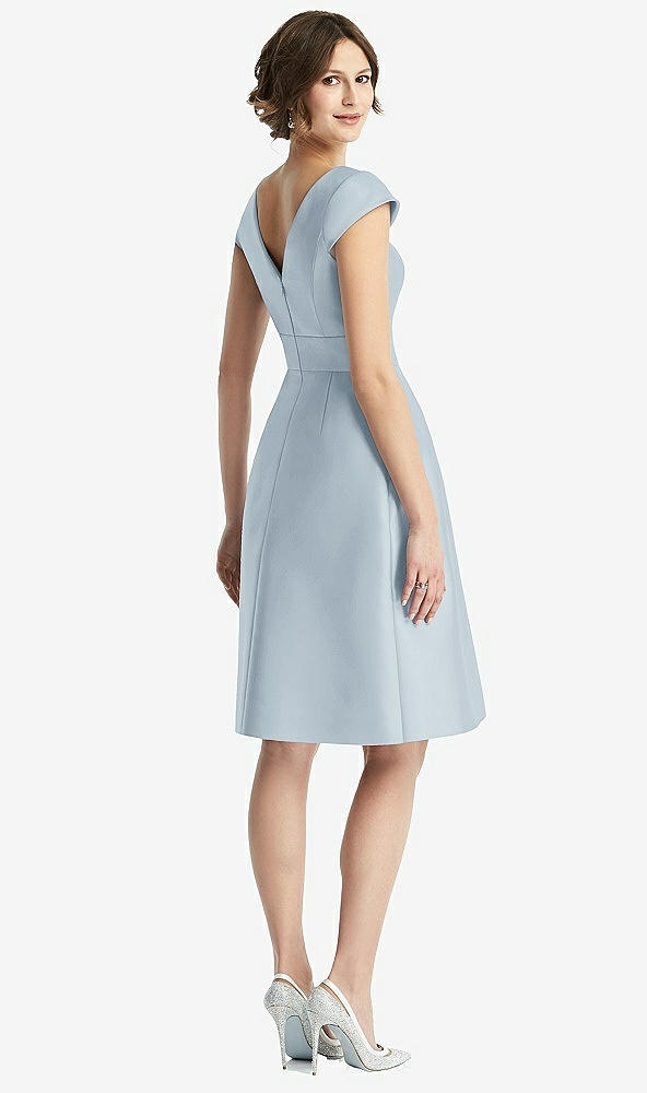Back View - Mist Cap Sleeve Pleated Cocktail Dress with Pockets