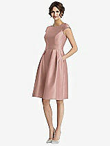 Front View Thumbnail - Neu Nude Cap Sleeve Pleated Cocktail Dress with Pockets