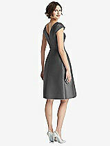Rear View Thumbnail - Pewter Cap Sleeve Pleated Cocktail Dress with Pockets