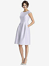 Front View Thumbnail - Silver Dove Cap Sleeve Pleated Cocktail Dress with Pockets