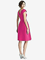 Rear View Thumbnail - Think Pink Cap Sleeve Pleated Cocktail Dress with Pockets