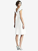 Rear View Thumbnail - White Cap Sleeve Pleated Cocktail Dress with Pockets