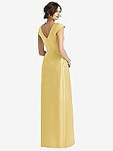 Rear View Thumbnail - Maize Cap Sleeve Pleated Skirt Dress with Pockets