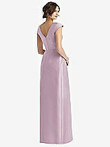 Rear View Thumbnail - Suede Rose Cap Sleeve Pleated Skirt Dress with Pockets