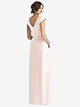 Rear View Thumbnail - Blush Cap Sleeve Pleated Skirt Dress with Pockets