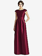Front View Thumbnail - Cabernet Cap Sleeve Pleated Skirt Dress with Pockets