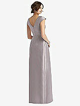 Rear View Thumbnail - Cashmere Gray Cap Sleeve Pleated Skirt Dress with Pockets