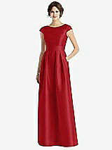 Front View Thumbnail - Garnet Cap Sleeve Pleated Skirt Dress with Pockets