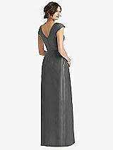 Rear View Thumbnail - Gunmetal Cap Sleeve Pleated Skirt Dress with Pockets
