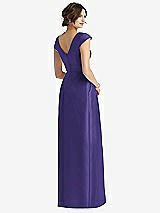 Rear View Thumbnail - Grape Cap Sleeve Pleated Skirt Dress with Pockets