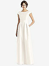 Front View Thumbnail - Ivory Cap Sleeve Pleated Skirt Dress with Pockets