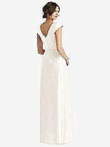 Rear View Thumbnail - Ivory Cap Sleeve Pleated Skirt Dress with Pockets