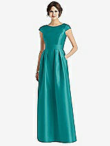Front View Thumbnail - Jade Cap Sleeve Pleated Skirt Dress with Pockets