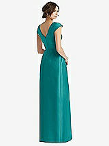 Rear View Thumbnail - Jade Cap Sleeve Pleated Skirt Dress with Pockets