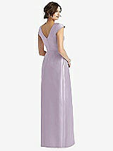 Rear View Thumbnail - Lilac Haze Cap Sleeve Pleated Skirt Dress with Pockets