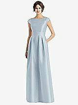 Front View Thumbnail - Mist Cap Sleeve Pleated Skirt Dress with Pockets