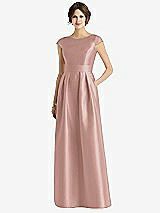Front View Thumbnail - Neu Nude Cap Sleeve Pleated Skirt Dress with Pockets