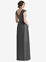 Rear View Thumbnail - Pewter Cap Sleeve Pleated Skirt Dress with Pockets