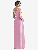Rear View Thumbnail - Powder Pink Cap Sleeve Pleated Skirt Dress with Pockets