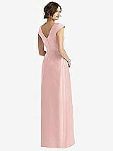 Rear View Thumbnail - Rose - PANTONE Rose Quartz Cap Sleeve Pleated Skirt Dress with Pockets
