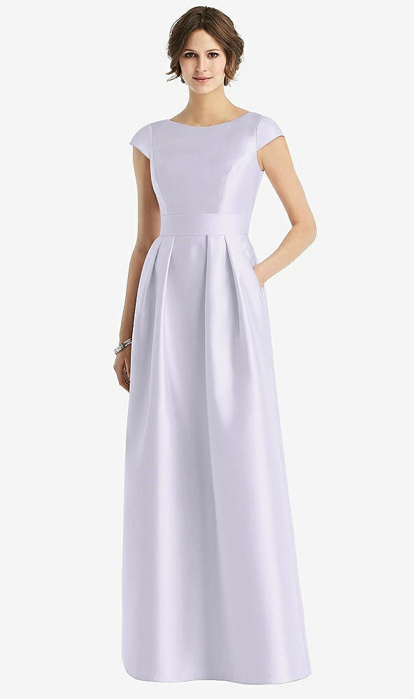 Front View - Silver Dove Cap Sleeve Pleated Skirt Dress with Pockets