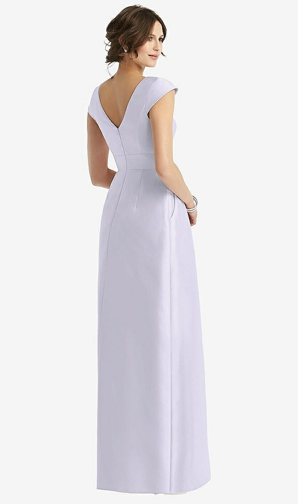 Back View - Silver Dove Cap Sleeve Pleated Skirt Dress with Pockets
