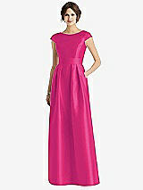 Front View Thumbnail - Think Pink Cap Sleeve Pleated Skirt Dress with Pockets