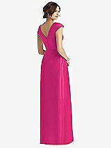 Rear View Thumbnail - Think Pink Cap Sleeve Pleated Skirt Dress with Pockets